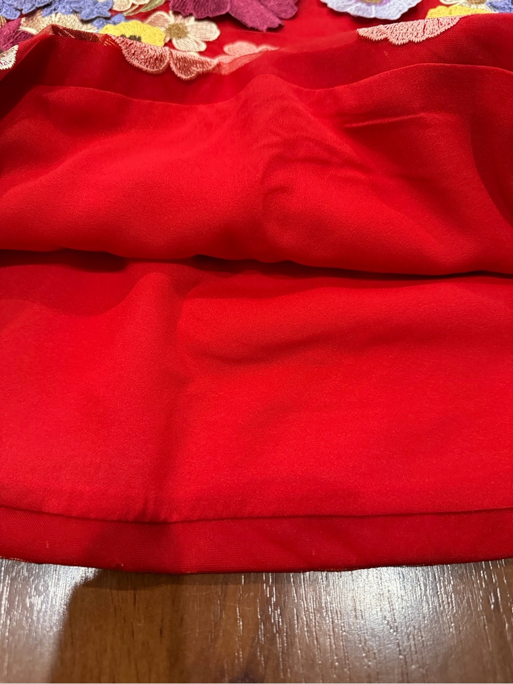 Endless Rose Mini Pencil Skirt Size L Red Multicolor Floral Embroidery 3D Petals - Picture 11 of 14